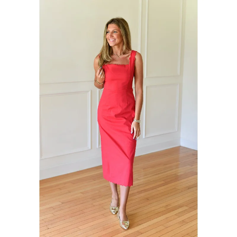 Bari Red Linen Midi Dress