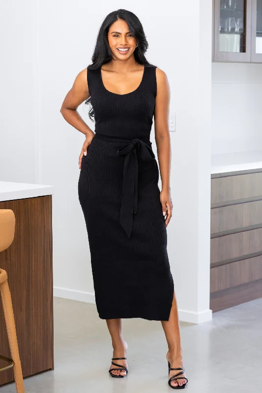 FINAL SALE | Jett Knitted Midi Dress Black