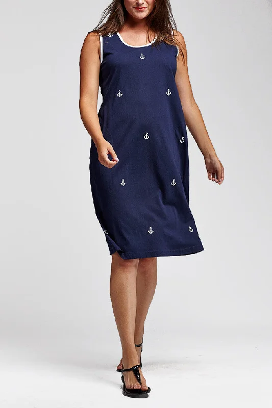 Sleeveless Anchor Print Dress