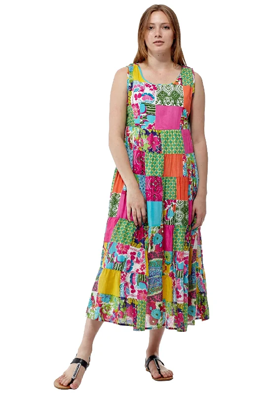 La Cera Multicolored Patchwork Dress