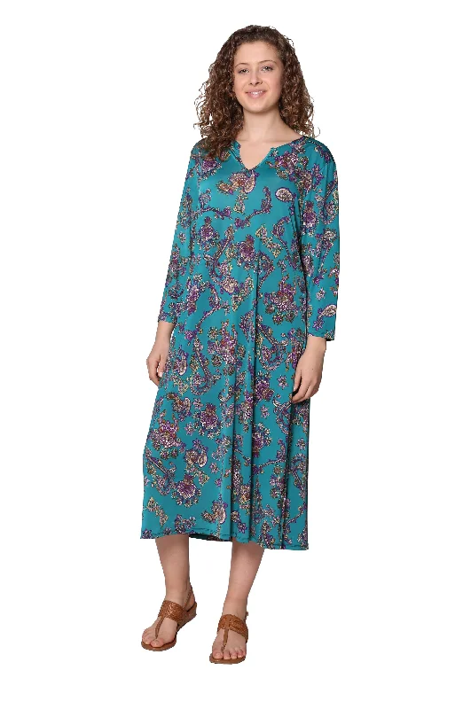 La Cera Paisley Print Long Sleeve Dress