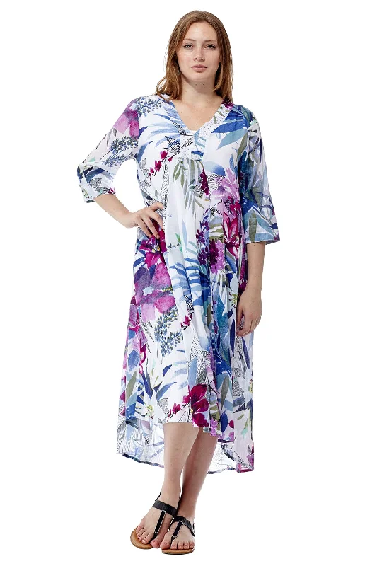 La Cera Women's High-Low Printed Caftan