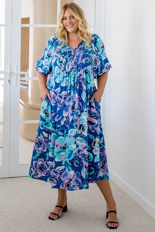 Shona Midi Dress Aruba Print Blue