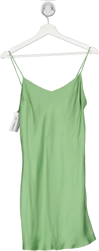 Asceno Green The Lyon Washed-silk Mini Slip Dress UK S