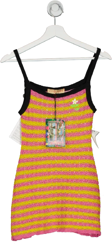 cormio Multicoloured Vanessa Embroidered Linen-blend Mini Dress Pink And Yellow UK XS