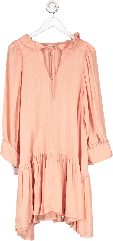 evarae Marais Ruffle Tiered Minidress - Peach Pink UK S