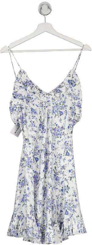 les reveries White Floral Print Floaty Mini Dress UK 6