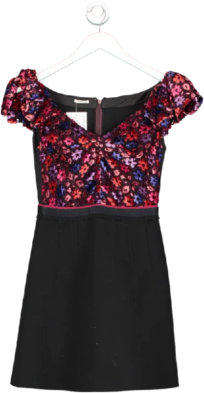 Miu Miu Black Floral Flocked Mini Dress UK 6