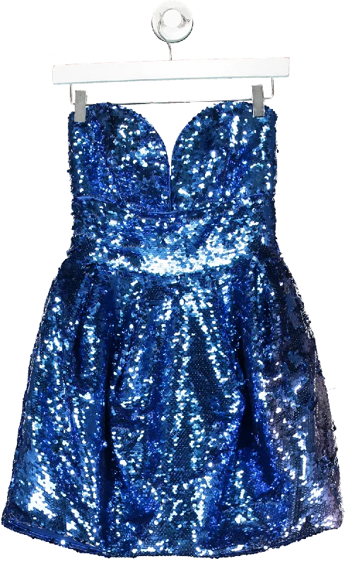 Pinko Blue Sweetheart Sequin Minidress UK 8