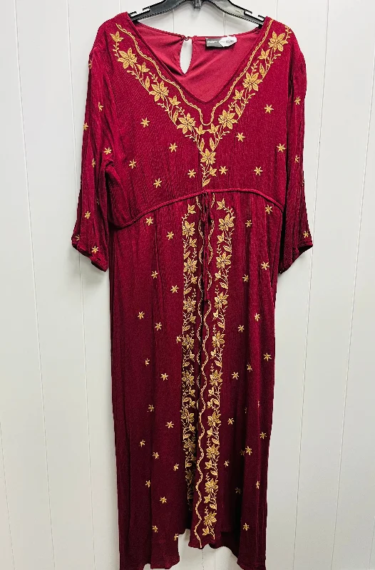 Red Dress Casual Maxi Clothes Mentor, Size Xxl