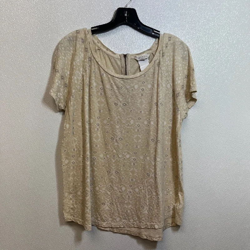 Top Short Sleeve By Lucky Brand O In Tan, Size: L