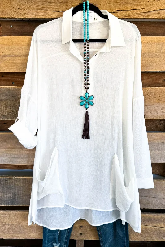 Beach Walk Breeze Oversized Tunic - White