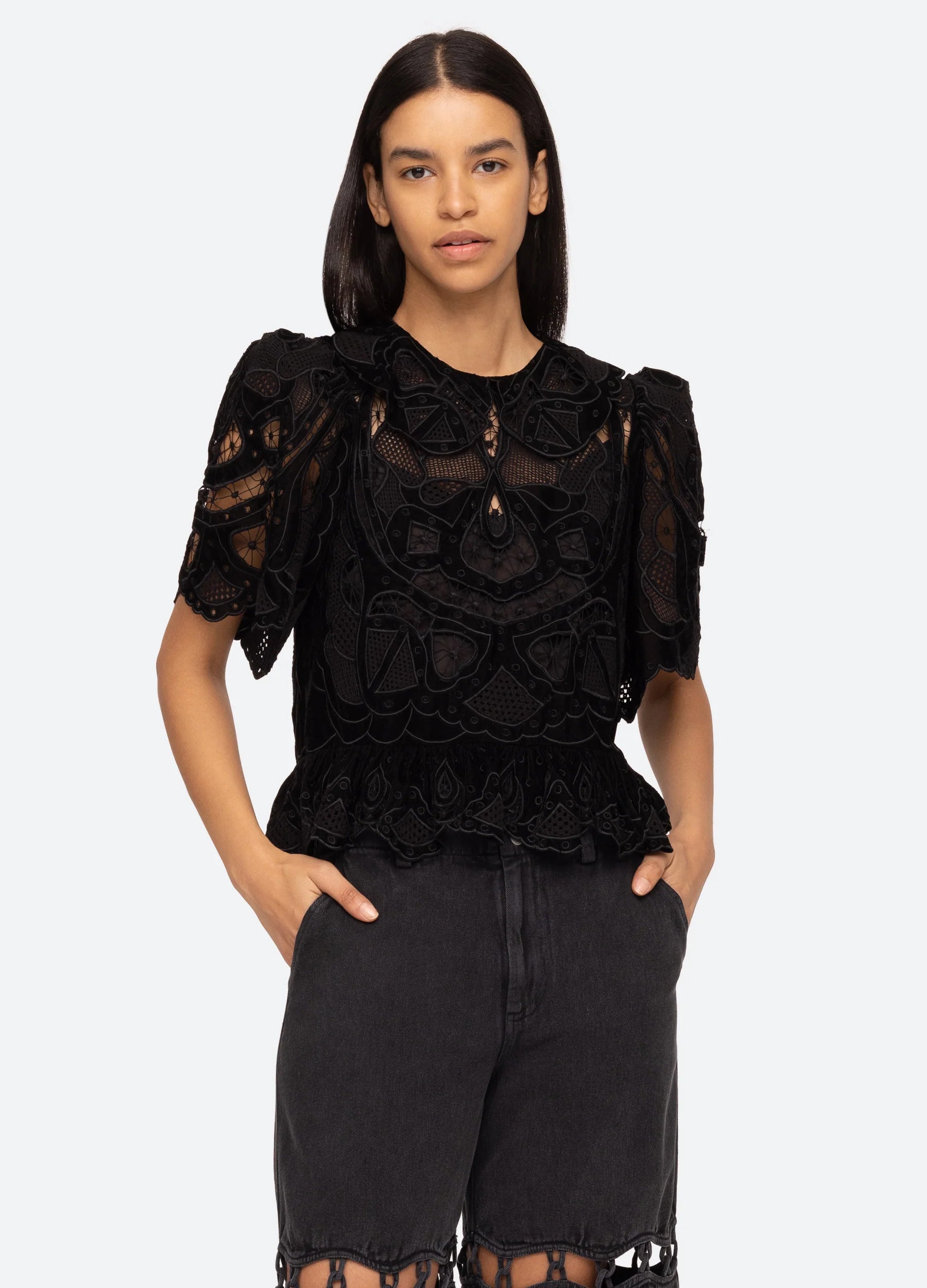 Eliana Short Sleeve Top - Black