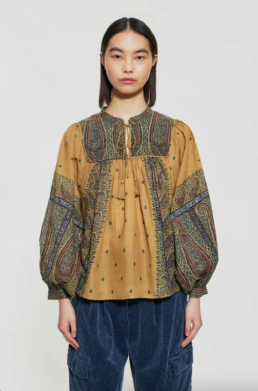 Hida Printed Blouse - Beige