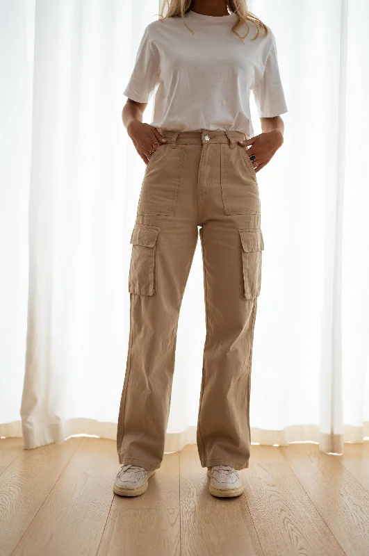 Beige Laurel Cargo Pants