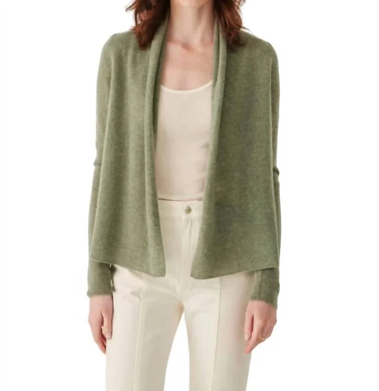 Cashmere Mini Trapeze Cardigan In Leaf Heather