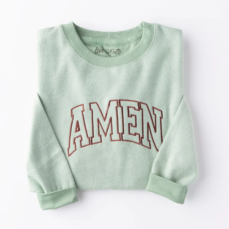 Embroidered Amen Fuzzy Sweatshirt