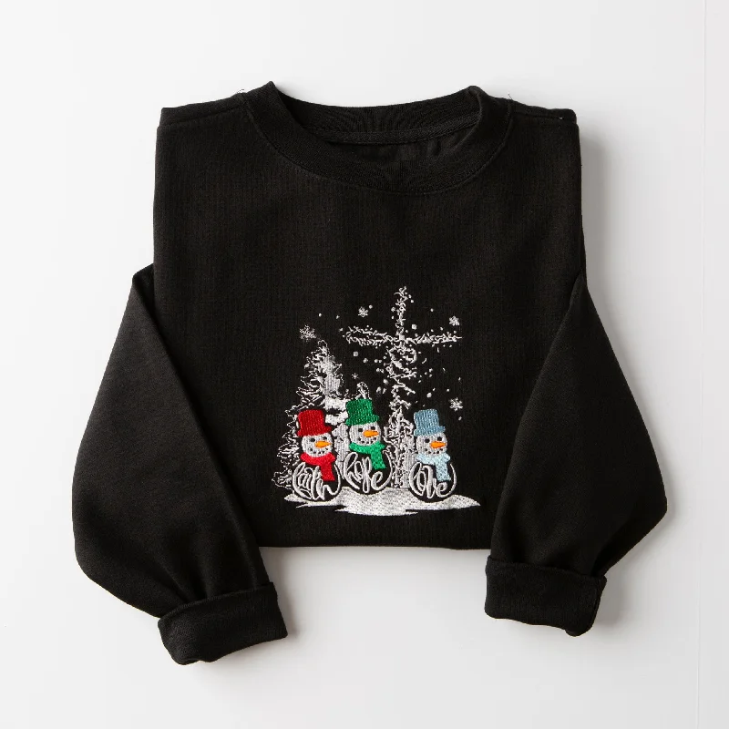 Embroidered Faith Hope Love Snowmen Sweatshirt