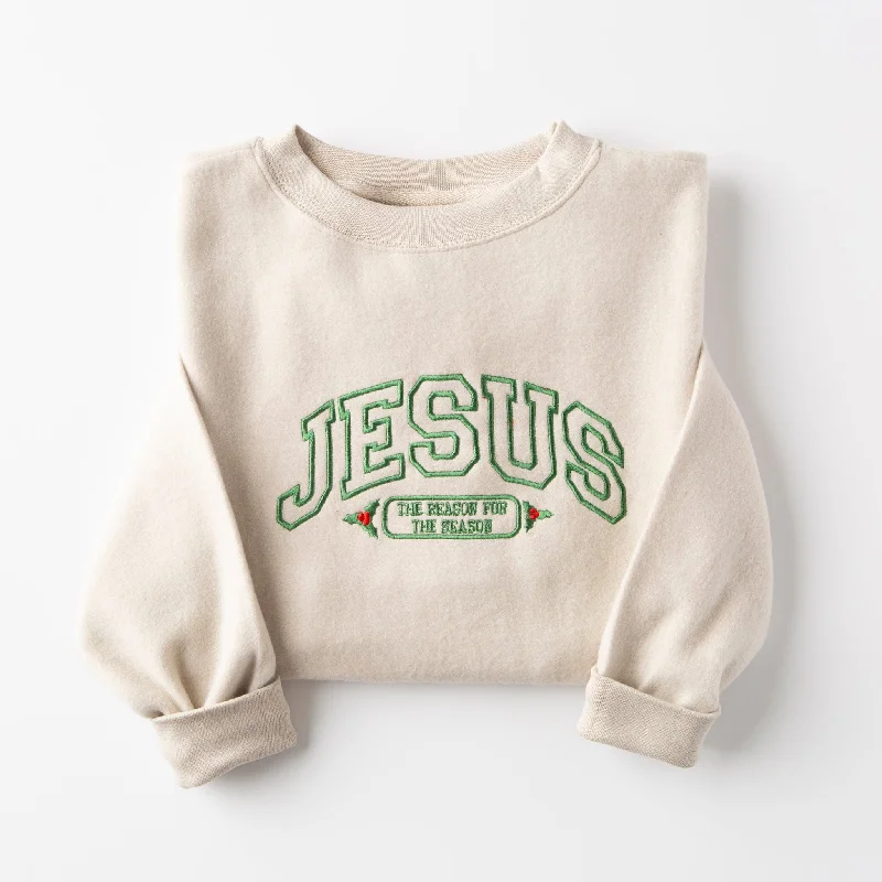 Embroidered Jesus Fuzzy Sweatshirt