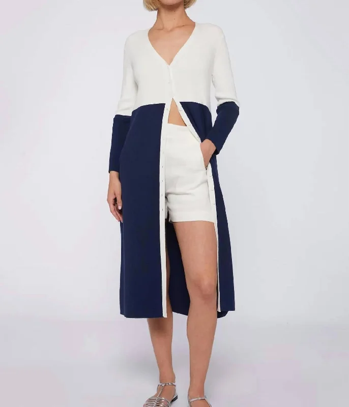 Knitwear Serena Cardigan In Ecru & Navy