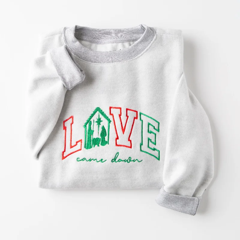 Embroidered Love Came Down Fuzzy Sweatshirt