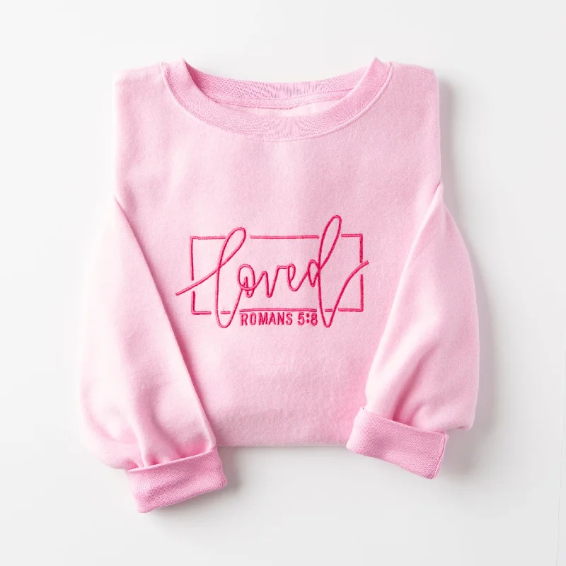 Embroidered Loved Fuzzy Sweatshirt