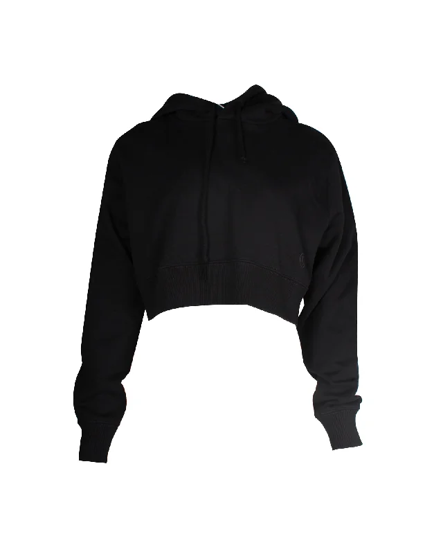 Maison Margiela MM6 Cropped Hoodie Sweatshirt in Black Cotton