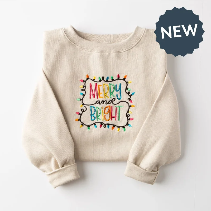 Embroidered Merry and Bright Sweatshirt