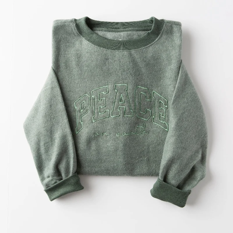 Embroidered Peace on Earth Fuzzy Sweatshirt