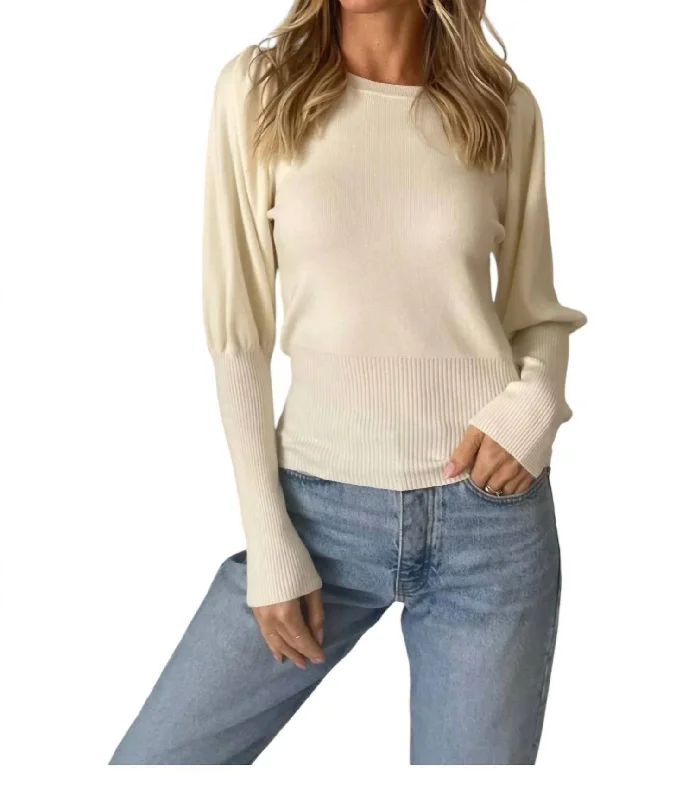 Reese Puff Sleeve Sweater In Ivory