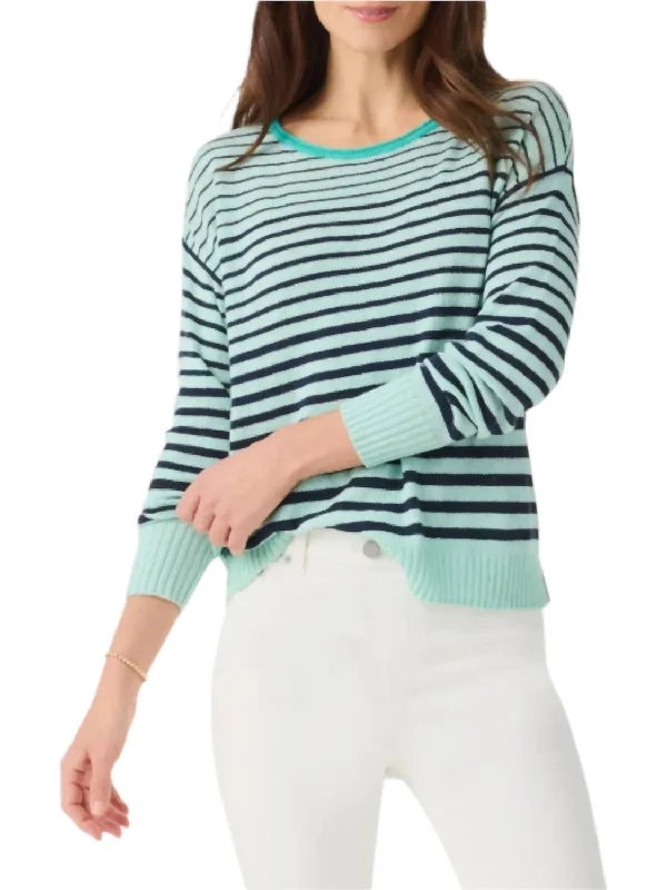 Striped Up Supersoft Sweater In Aqua Multi