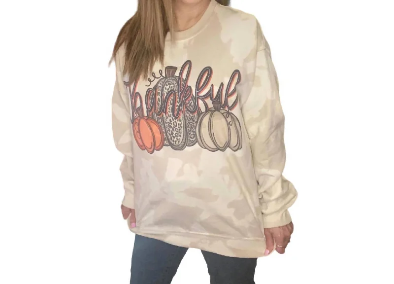 Thankful Bleached Sweatshirt In Beige Multi