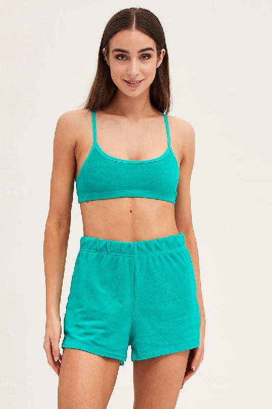 Green Crop Top Terry