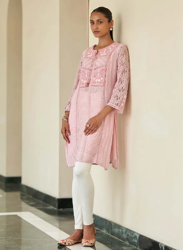 Pink Rachael Kurti with Keyhole Neck