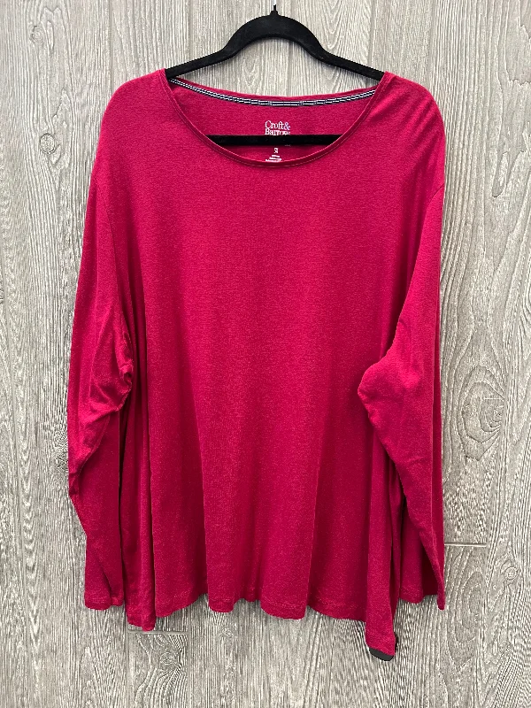 Top Long Sleeve Basic By Croft And Barrow In Pink, Size: 3x