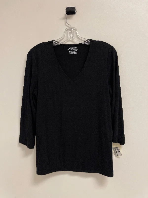 Top Long Sleeve By Chicos In Black, Size: M