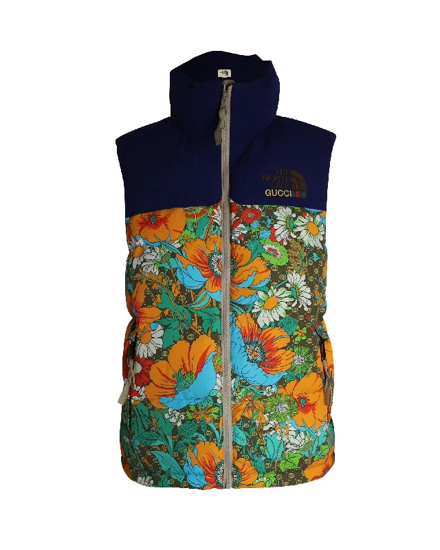 Gucci x The North Face Floral Padded Vest in Multicolor Polyamide