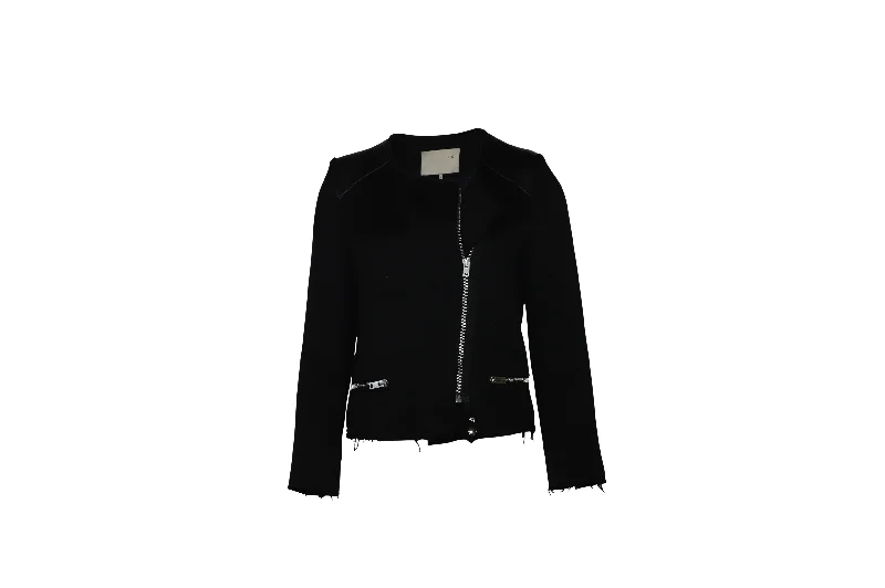 Iro Phoebe Jacquard Biker Jacket in Black Cotton