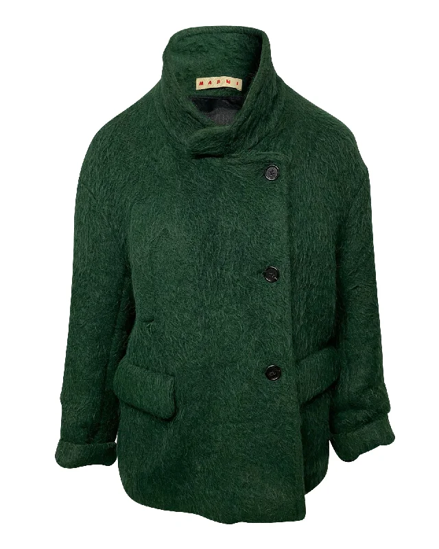 Marni Jacket with Flap Pockets in Green Wool