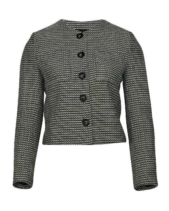 Sandro Paris Collarless Tweed Jacket in Multicolor Polyamide