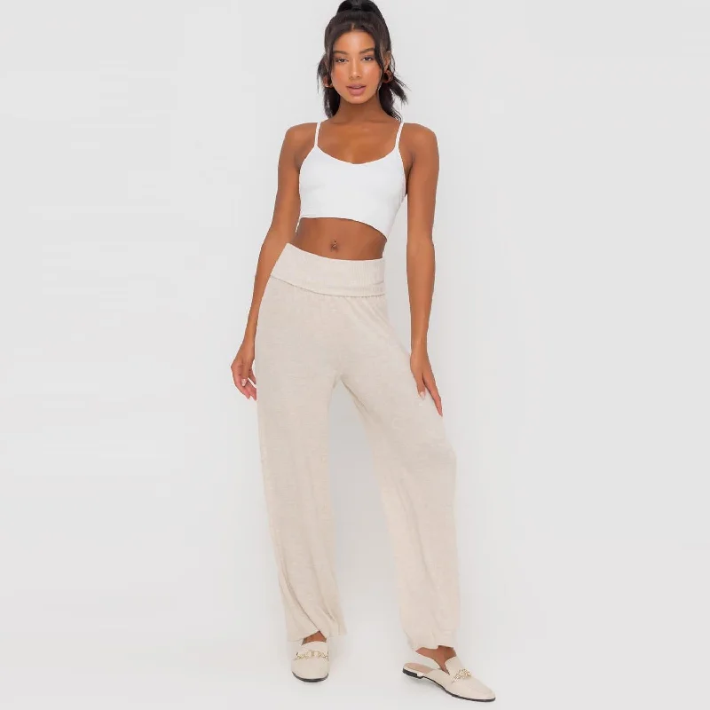 Fold Over Loung Pant (Oatmeal)