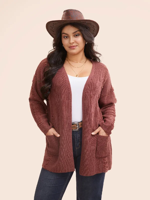 Floating Lines Pockets Open Cardigan