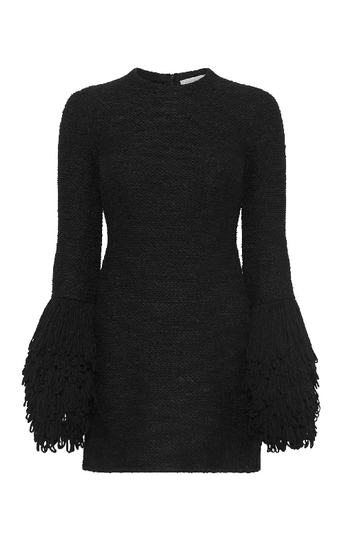 Liam Knit Mini Dress in Black Cashmere Silk