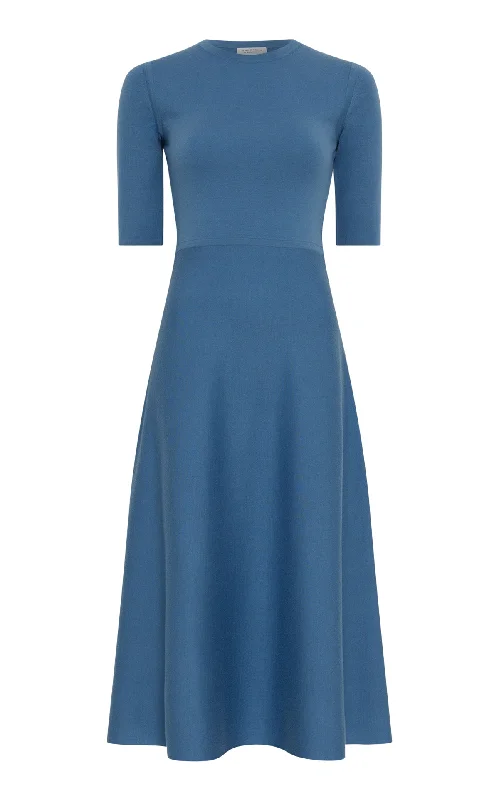 Seymore Knit Midi Dress in Sky Merino Wool Cashmere