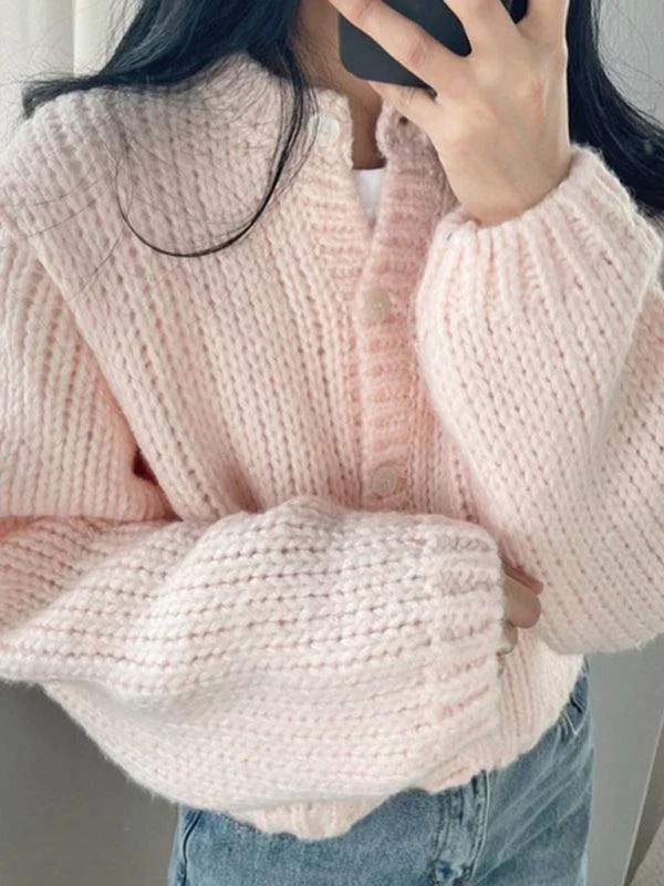 Short Thickened Sweater Cardigan