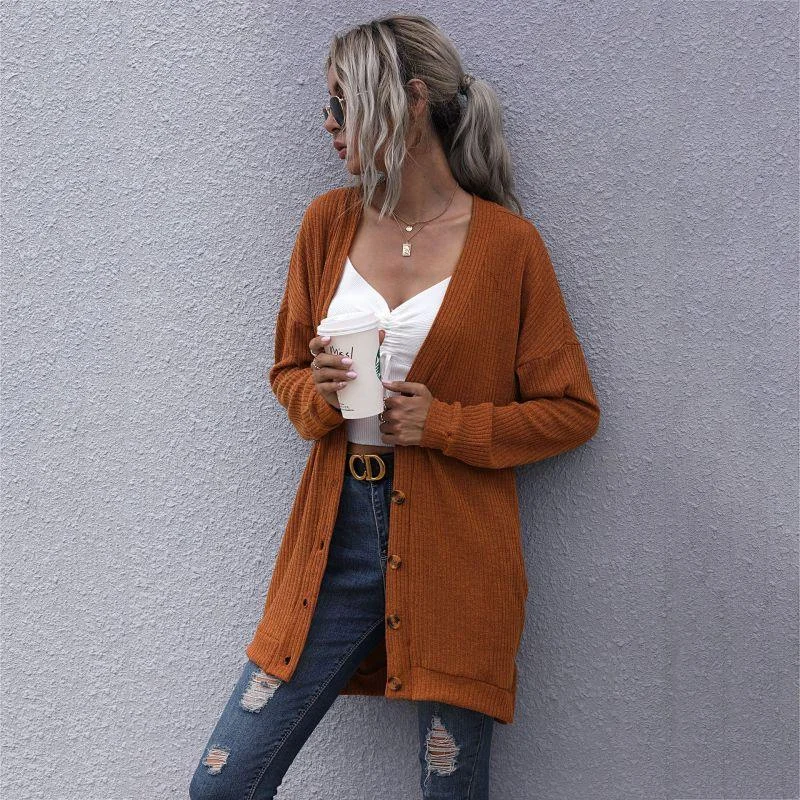 V-neck Women Cardigan Sweater